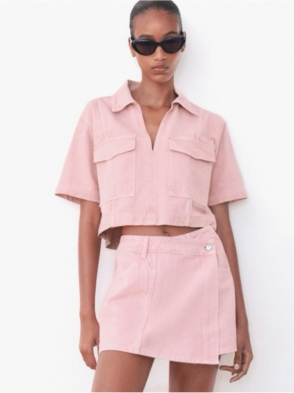 Zara (SET) | S/M | Pink Denim Skort and Matching Top